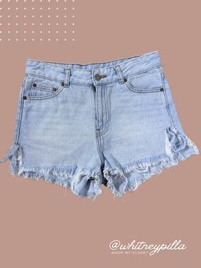 Dr. Denim High-Rise Light Wash Distressed Cutoff Denim Shorts Size 25